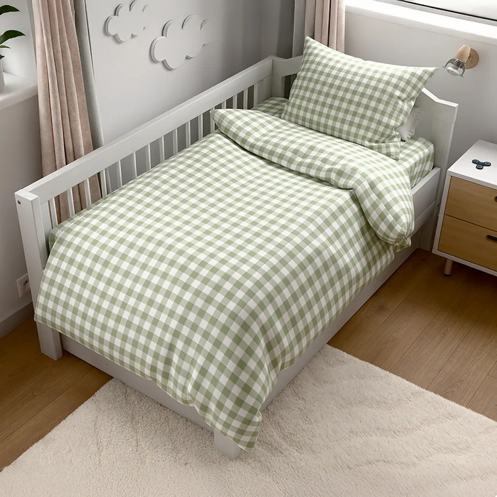 Set lenjerie de pat din microfibra pentru patut cu cearsaf GRENTIS, verde