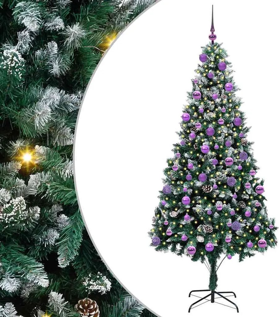 vidaXL Brad de Crăciun artificial Verde 210 cm PVC și Oțel și Plastic