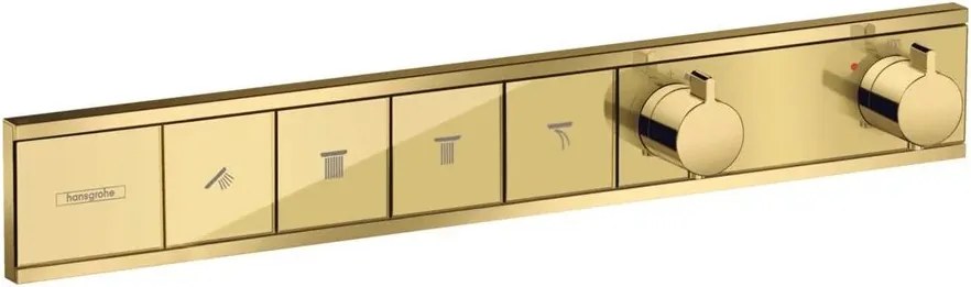 Baterie cada - dus incastrata Hansgrohe RainSelect termostatata auriu lucios 4 functii
