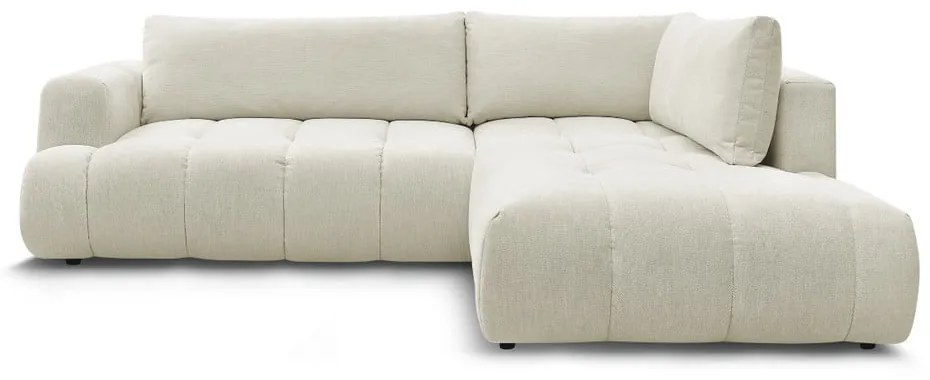 Colțar bej extensibil/cu spațiu de depozitare (cu colț pe partea dreaptă/în formă de ”L”) Fuji – Bobochic Paris