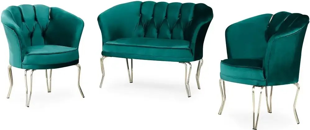 Fotoliu Viena, scaun, verde-auriu, picioare metal auriu, Homs