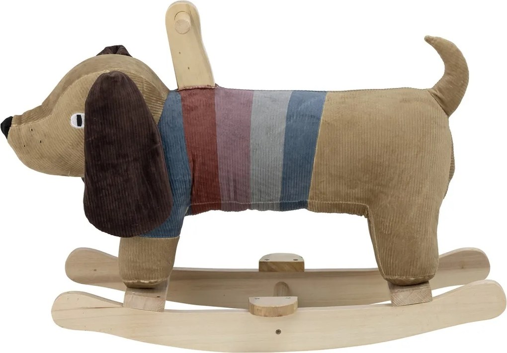 Balansoar câine din lemn și bumbac, multicolor, cu finisaj lucios, 66x34x51 cm, „Charlie"