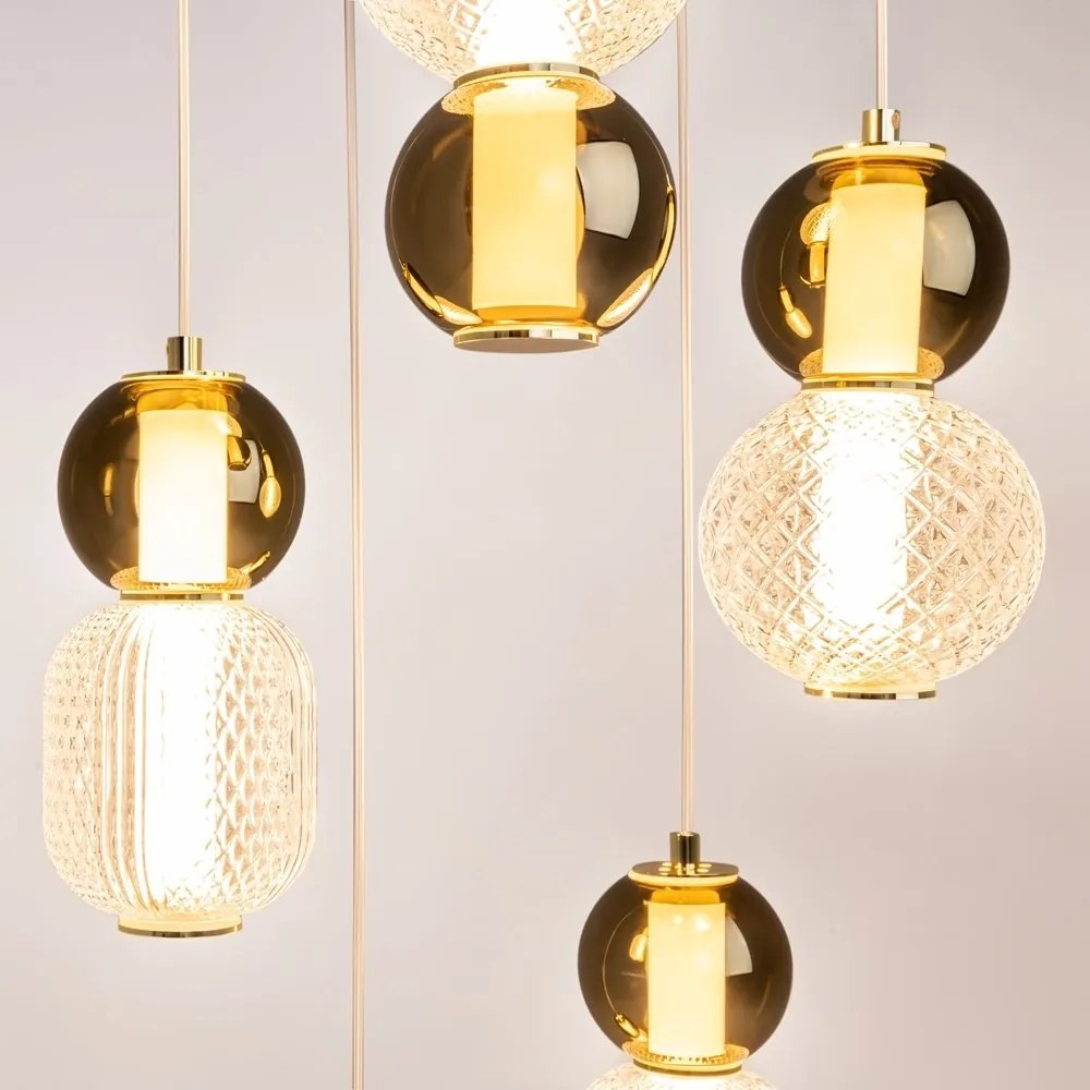 Lustra LED suspendata design modern decorativ Drop 5L auriu