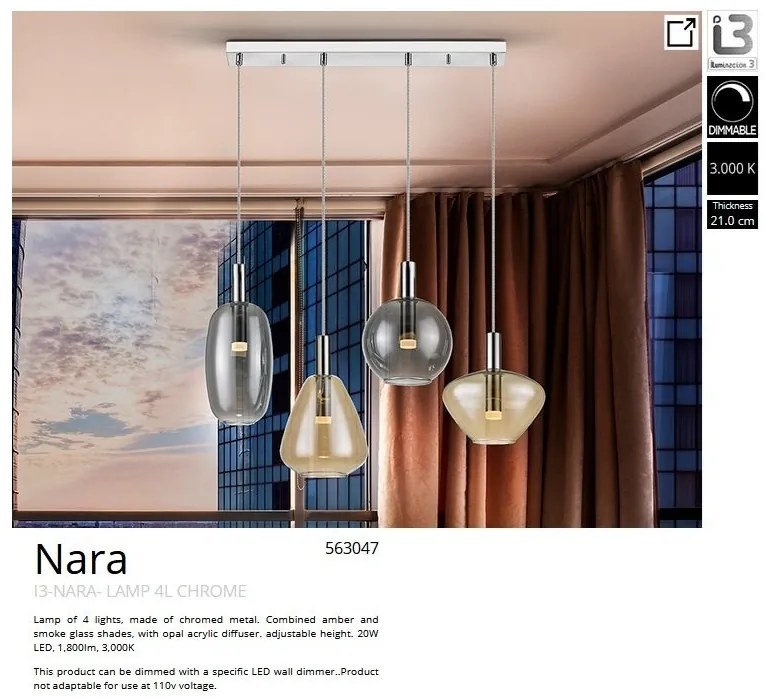 Lustra LED suspendata design modern Nara 4L
