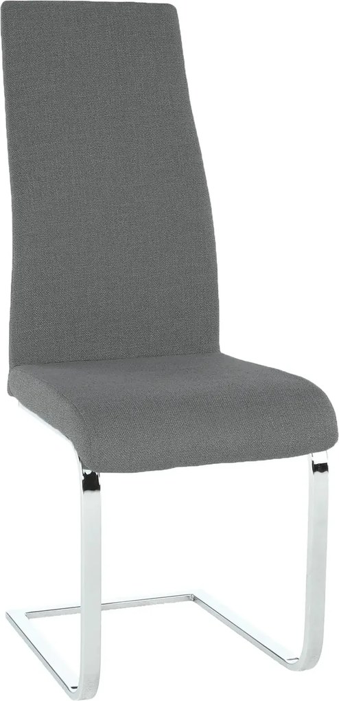 Scaun AMINA, gri inchis/crom, textil/metal, 44x46x110 cm