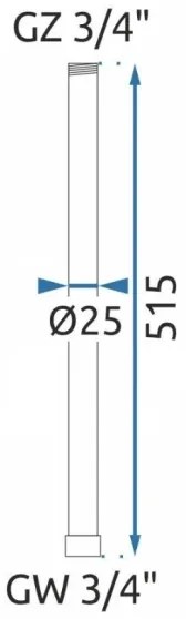 REA-K0881- Bară de prelungire pentru set de duș/cadă, 51,5 cm, crom lucios