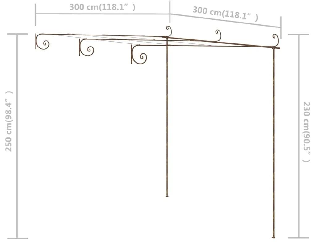 Pergola de gradina, maro antic, 3x3x2,5 m, fier 1, 3 x 3 x 2.5 m