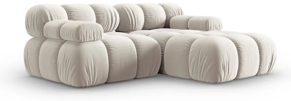 Coltar modular dreapta 3 locuri, Bellis, Micadoni Home, BL, 188x155x70 cm, catifea, bej deschis