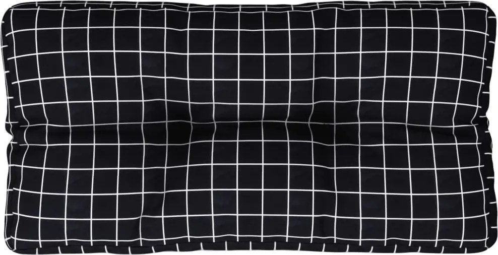 vidaXL Pernă de paleți, negru, 70x40x12 cm, textil, model carouri