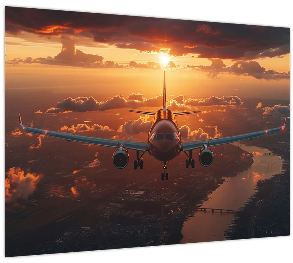 Tablou pe sticlă - Avion de transport (70x50 cm)