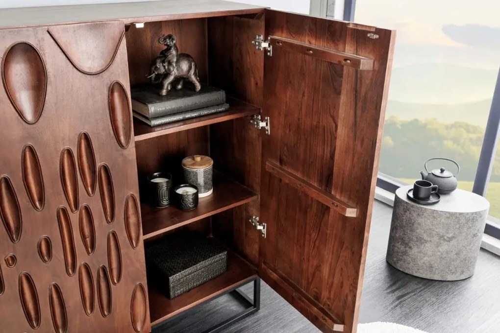 Comoda inalta cu model 3D, Lemn Salcam, Maro, DUNE 120cm