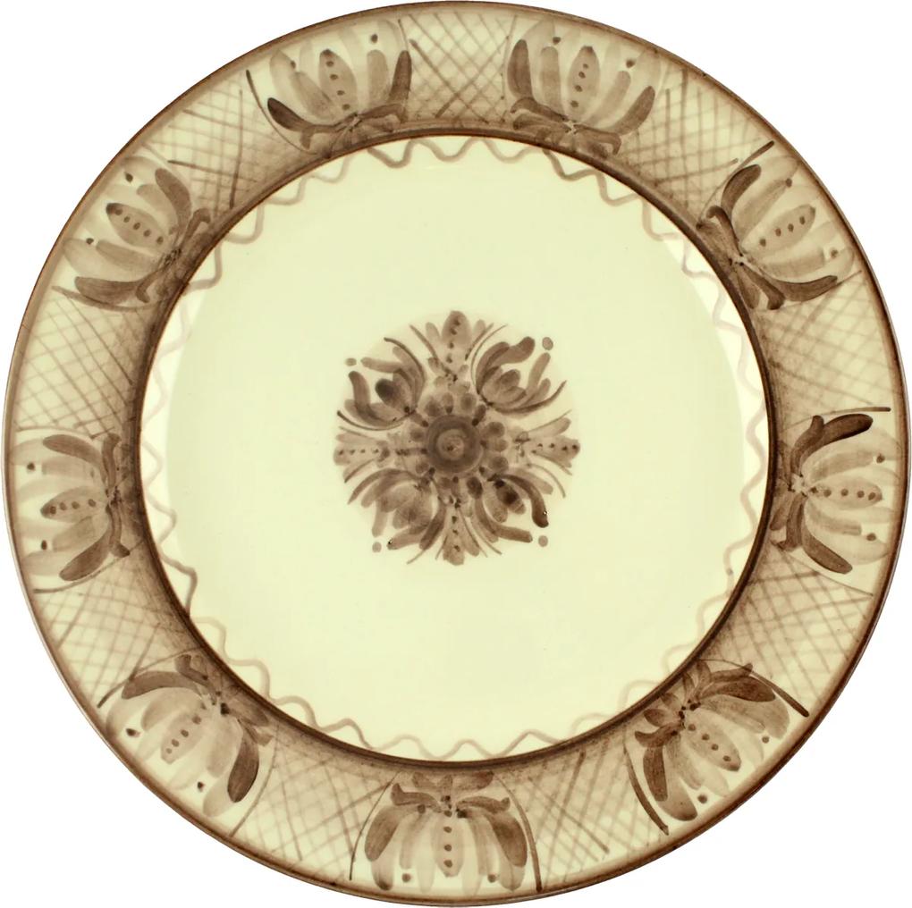 Platou din ceramica cu flori maro 30 cm