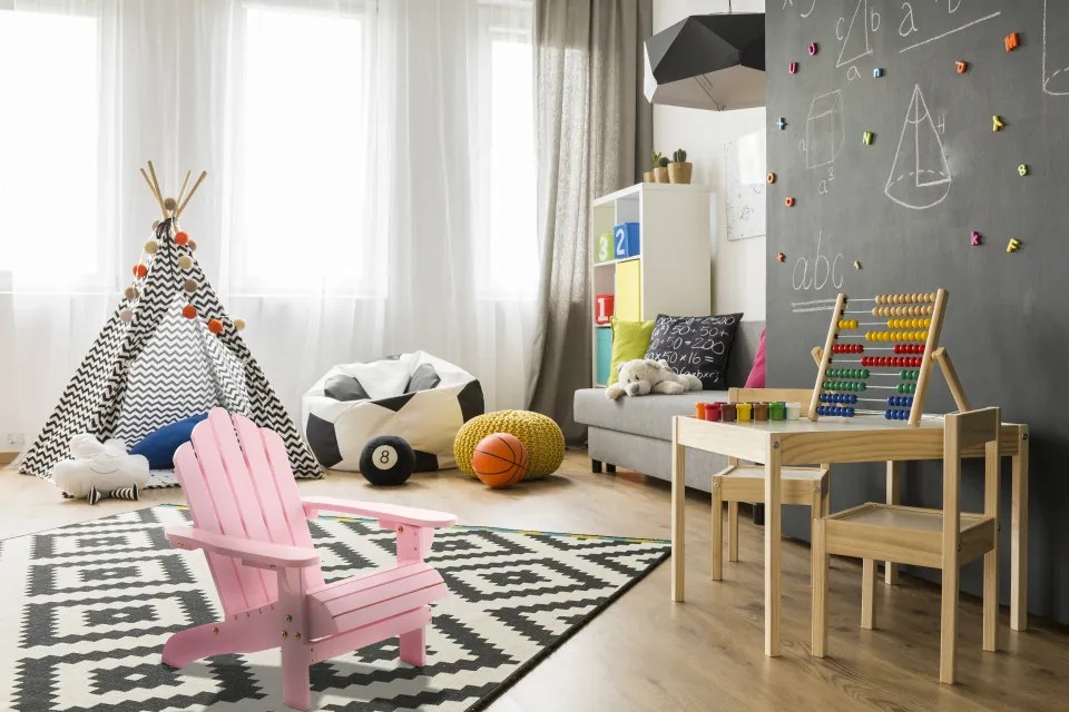 Scaun pentru copii din lemn de cedru Adirondack Kids roz pastel