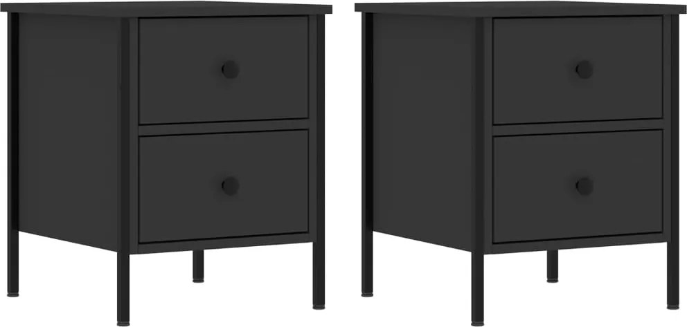vidaXL Noptiere, 2 buc., negru, 40x42x50 cm, lemn compozit