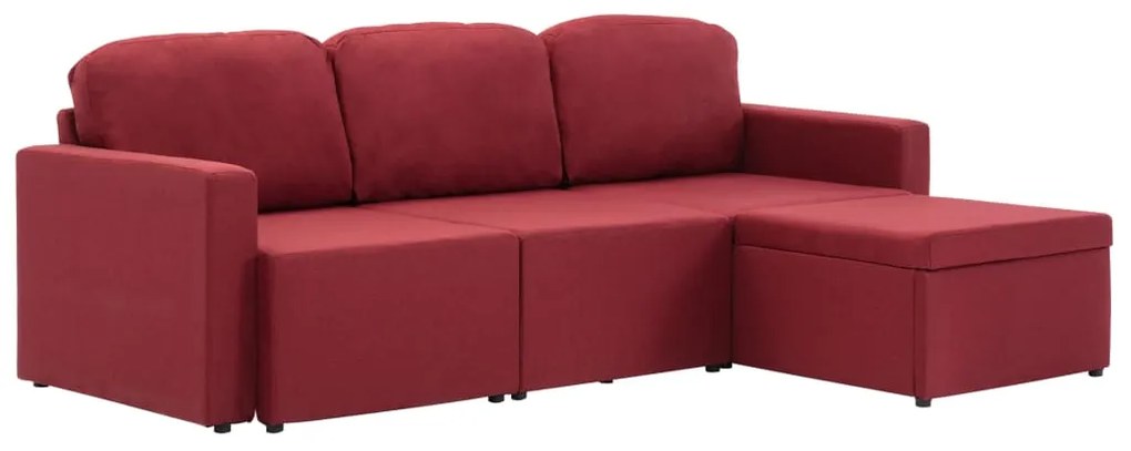 288790 vidaXL Canapea modulară extensibilă cu 3 locuri, roșu vin, textil