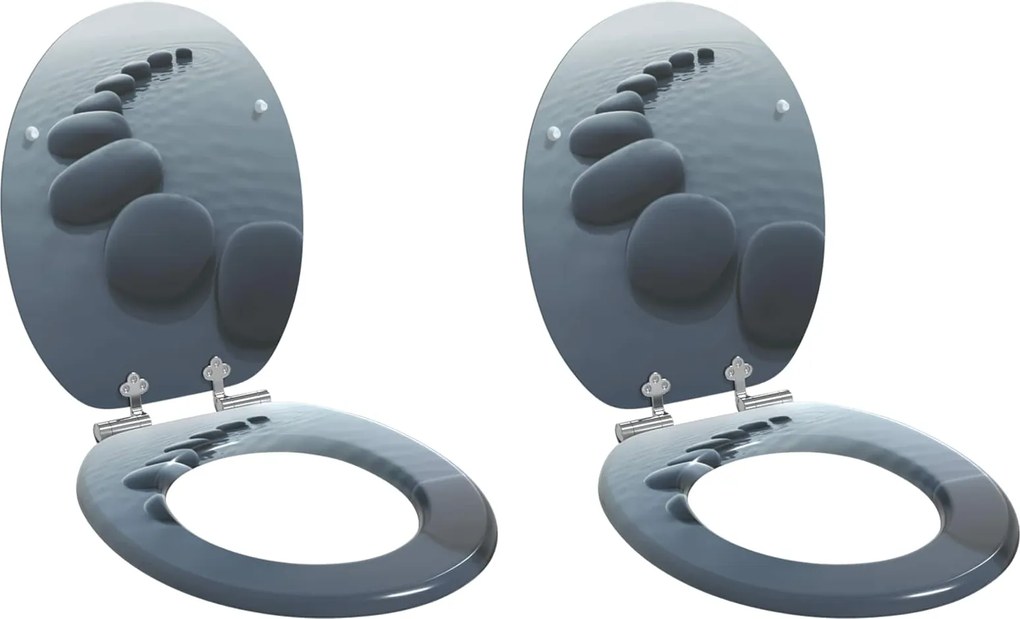 vidaXL Capac de toaletă cu închidere lentă 2 pcs Gri 44 x 38 cm