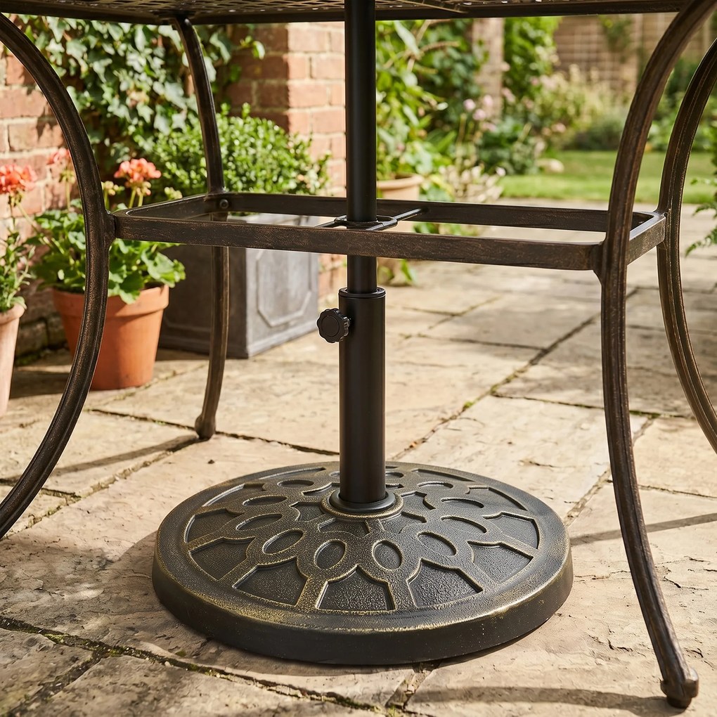 Outsunny Bază Rotundă pentru Umbrelă de Ø38 mm și Ø48 mm cu Mâner, Ø45x33 cm, Bronz | Aosom Romania