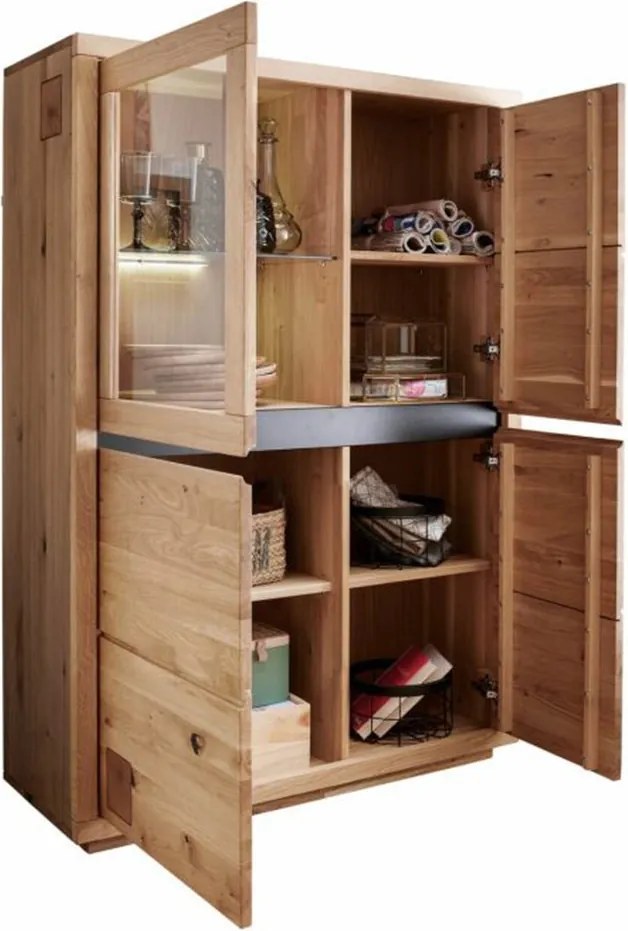 Vitrină lemn masiv Urban Loft, 103 × 40 × 204 cm - stanga
