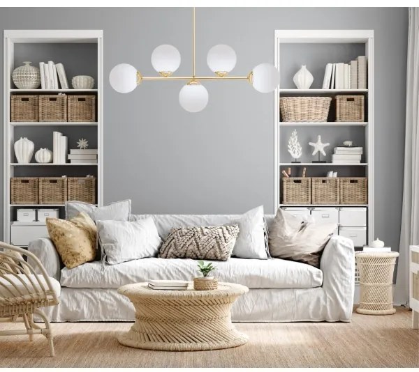 Lustră pe tijă FIRA 5xE27/60W/230V auriu