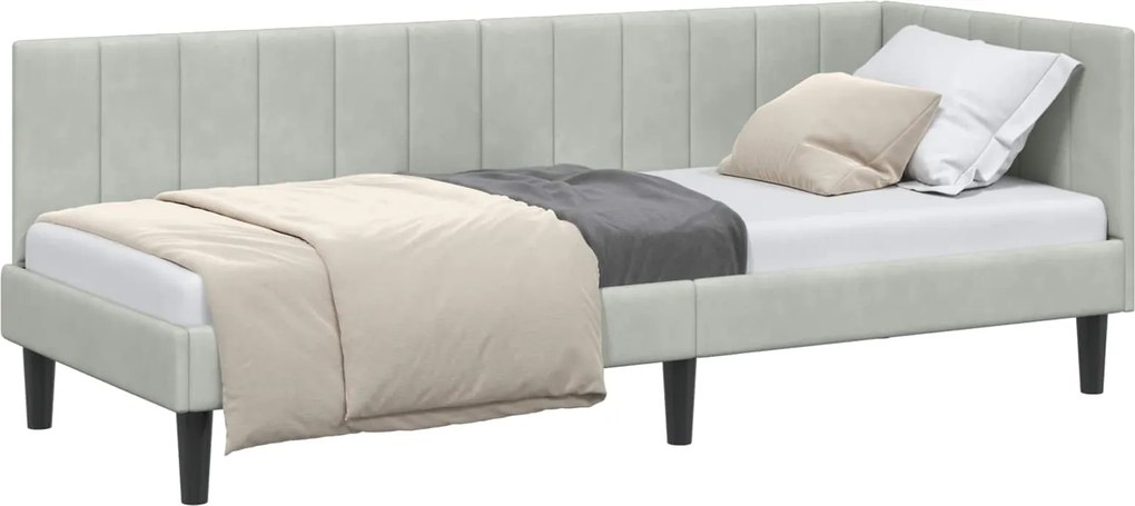 vidaXL Cadru de pat colțar Gri deschis 80 cm x 200 cm Catifea