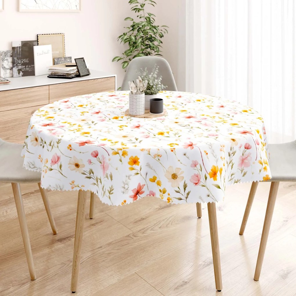 Goldea față de masă teflonată - paradisul florilor - rotundă Ø 140 cm