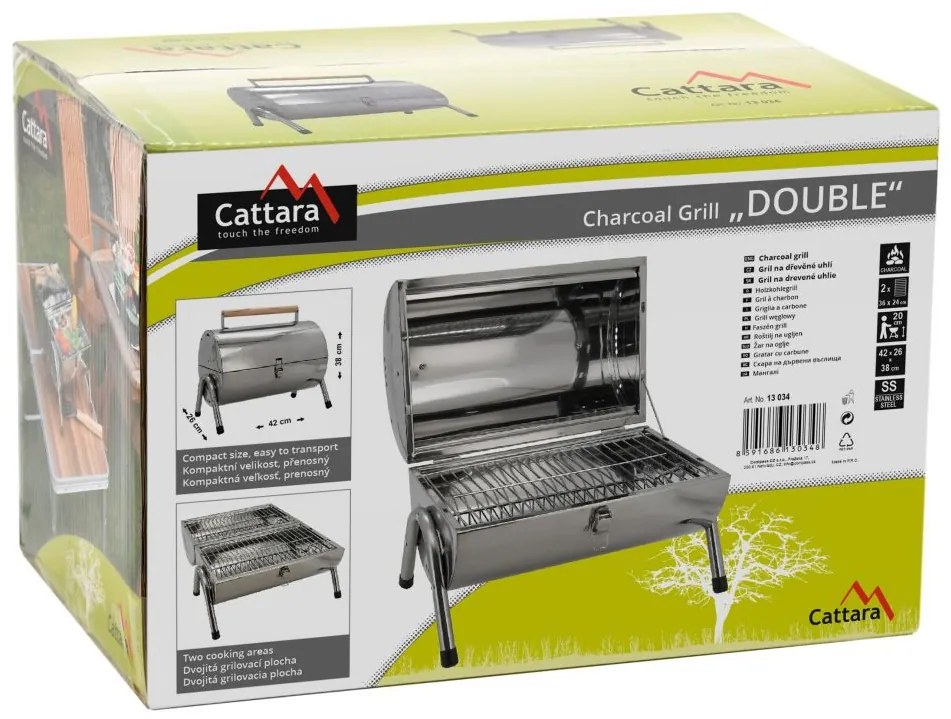 Grătar cu cărbuni DOUBLE - 2 x 38 cm de călătorie