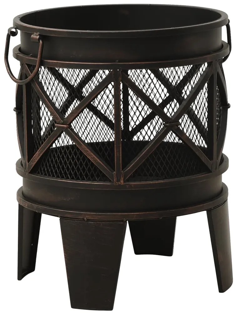 313637 vidaXL Vatră de foc rustică, cu vătrai, Φ42x54 cm, oțel