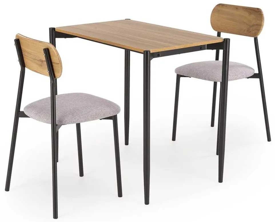 Set masă și scaune Kingston 2+1, lemn natural / gri