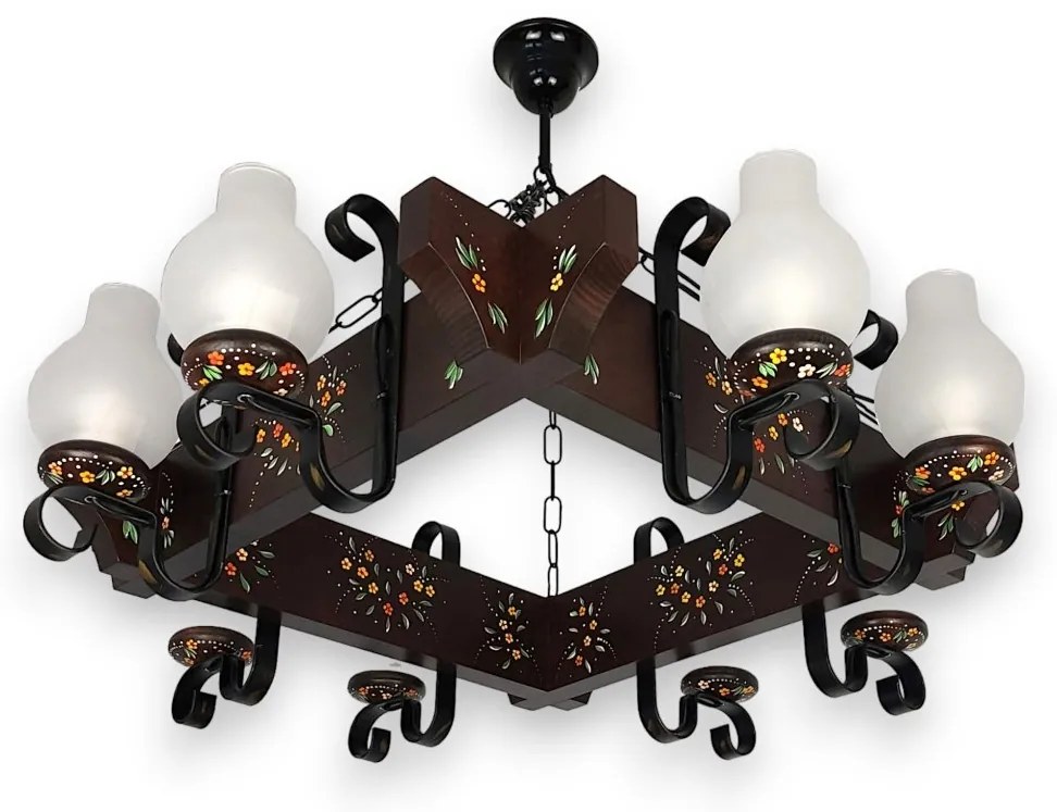 Candelabru fabricat manual din lemn pictat Queen 8L