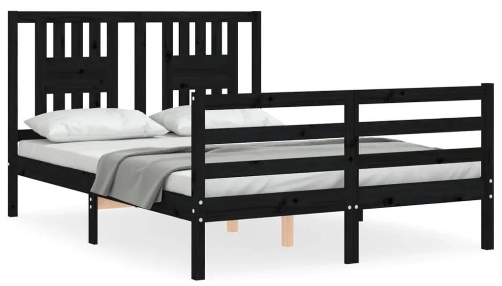 3194570 vidaXL Cadru de pat cu tăblie, negru, 120x200 cm, lemn masiv