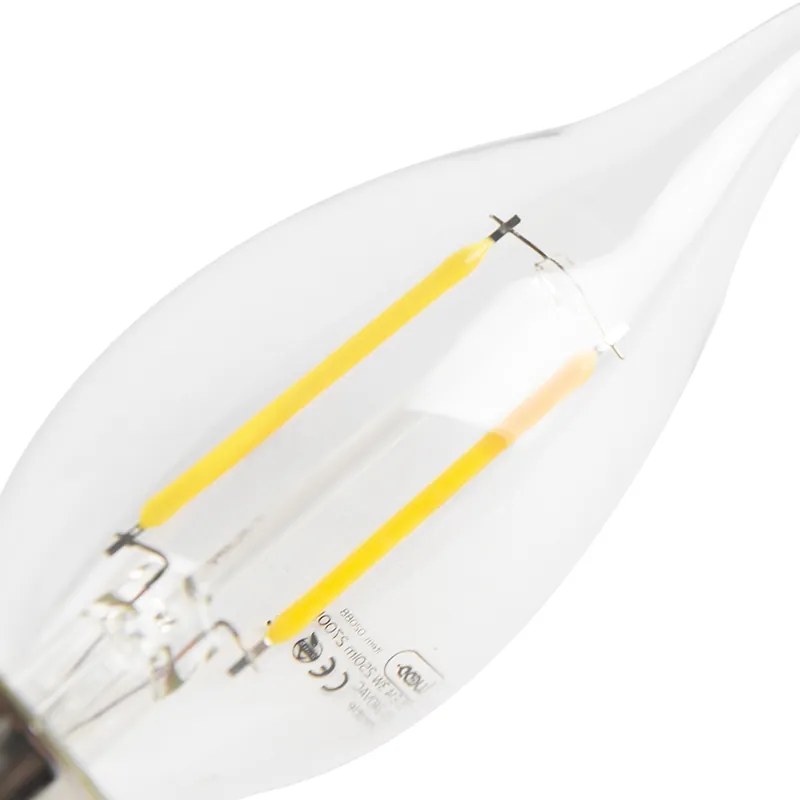 Set de 5 becuri LED cu filament cu lumină de lumânare E14 reglabile 250lm 2700K