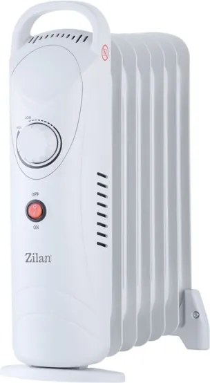 Mini calorifer Zilan ZLN4980 cu ulei si 7 elementi, termostat, baza separata de elementi, Alb