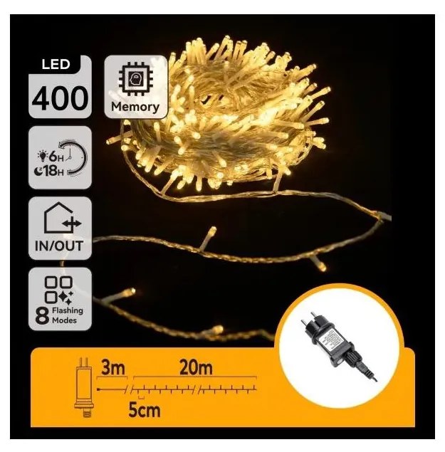Aigostar - Ghirlandă LED de exterior pentru Crăciun 400xLED/6W/230V 20m IP44 alb cald