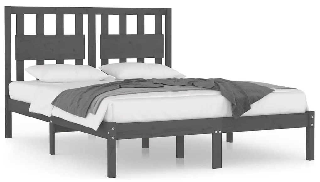 3103930 vidaXL Cadru de pat, gri, 120x200 cm, lemn masiv de pin