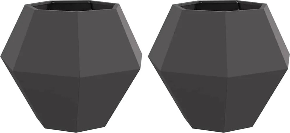 vidaXL Jardinieră 2 pcs Negru 75 x 75 x 60 cm Oțel