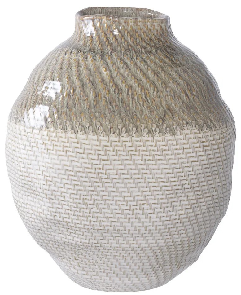 Vază, ceramică, alb/verde ø26x30,5 cm