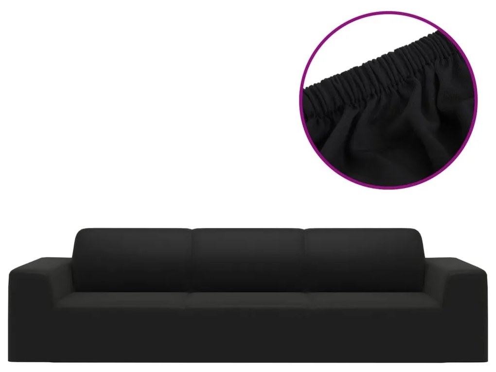 332935 vidaXL Husă elastică pentru canapea cu 4 locuri poliester jersey negru
