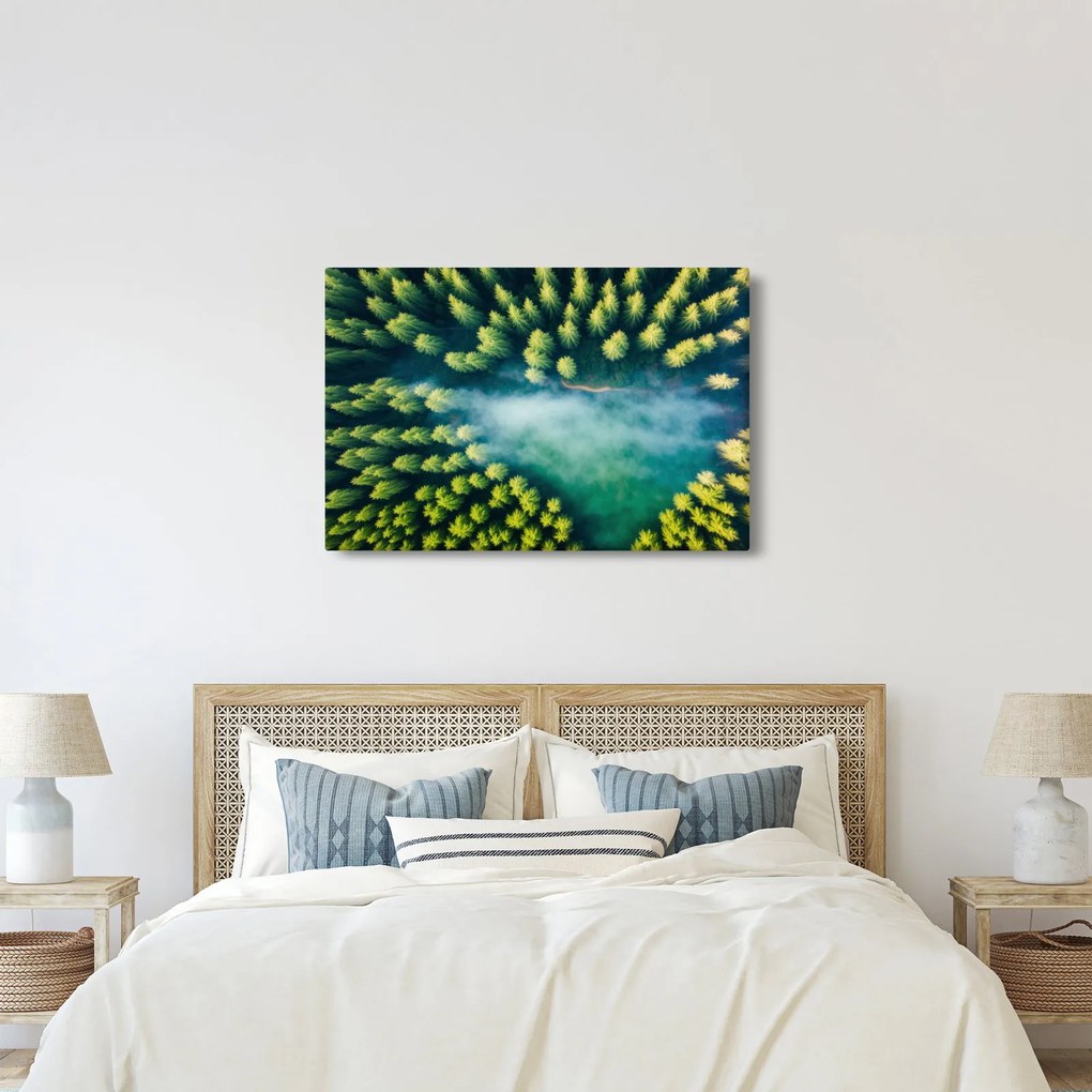 Tablou - O pădure învăluită în ceață (90x60 cm)