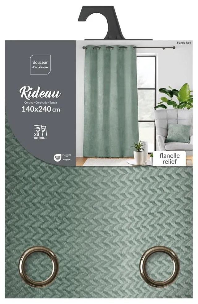 Draperie verde din microflanel 140x240 cm Flanela – douceur d'intérieur