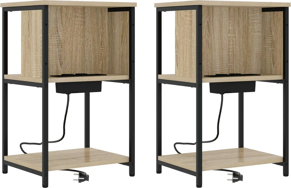 vidaXL Dulap de noapte 2 pcs Stejar Sonoma 38 x 31 x 61 cm