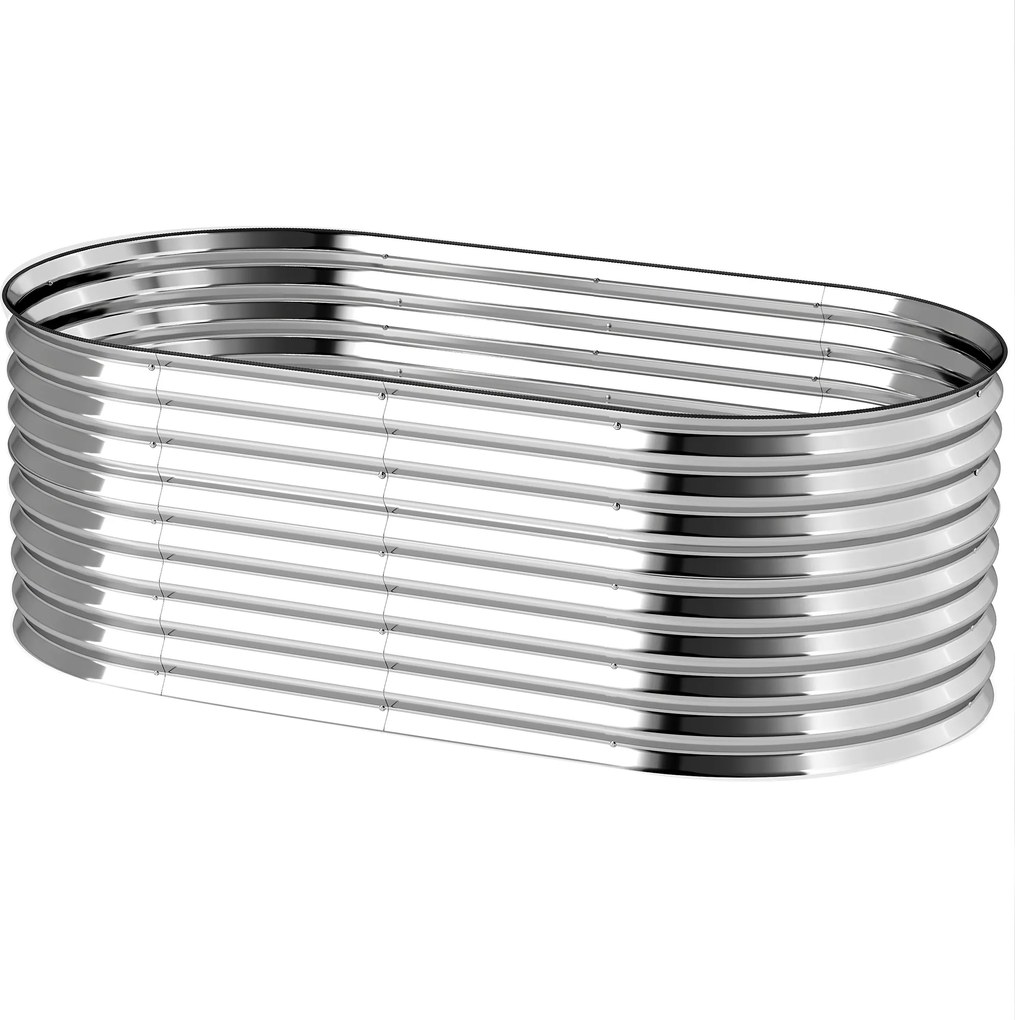 Outsunny Pat de grădină ridicat, rezistent la rugină din oțel galvanizat 160 x 80 x 56 cm argintiu | Aosom Romania