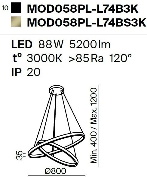Lustra LED design modern Rim alama 80cm, 3000K