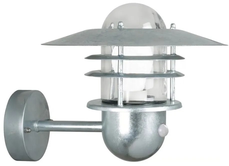 Nordlux - Agger, aplica de perete pentru exterior cu senzor, 1xE27/60W/230V, IP54, argintie