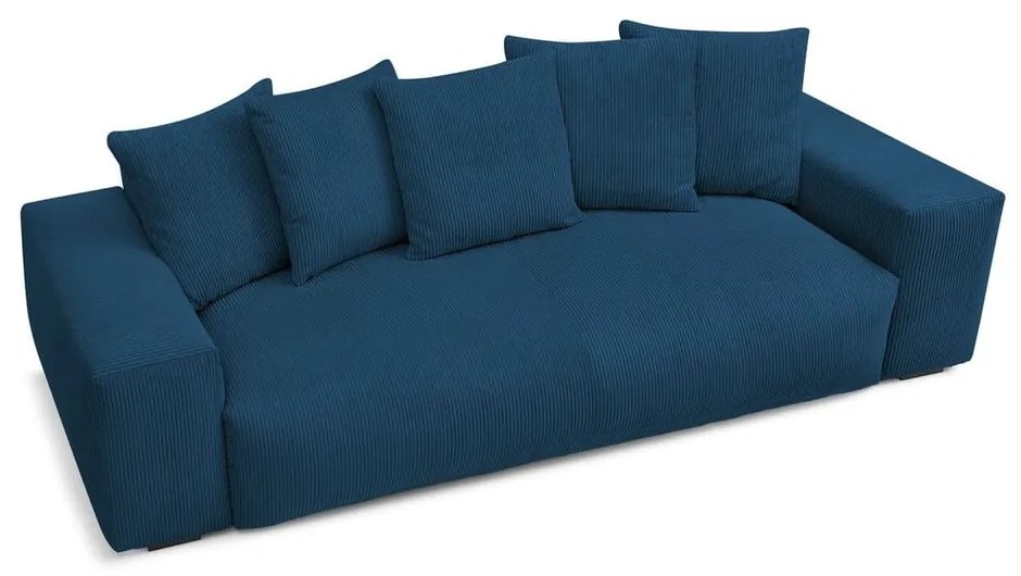 Canapea albastru-închis cu tapițerie din catifea reiată 280 cm Voltaire – Bobochic Paris