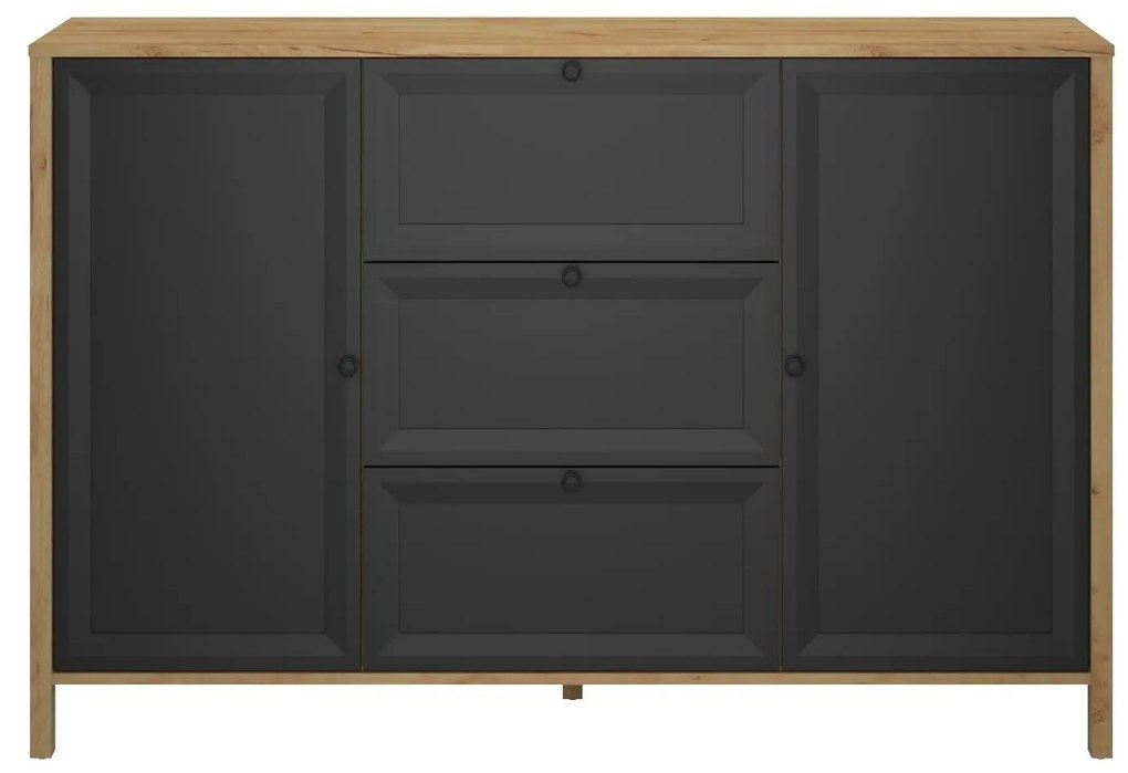Comodă Bruselas 2 (stejar craft auriu + negru) . 1116782