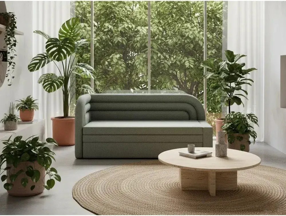 Canapea verde extensibilă/cu spațiu de depozitare cu tapițerie din chenille cu colț pe partea stângă 223 cm Fabillo – ELTAP