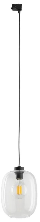Lustră pe cablu pentru sistem de șină trifazică ELIO 1xE27/15W/230V negru/transparent
