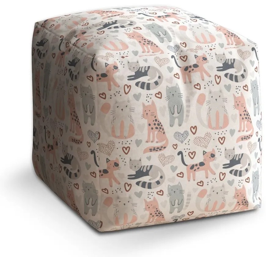 Taburet Cube pisicuțe pictate, colorat