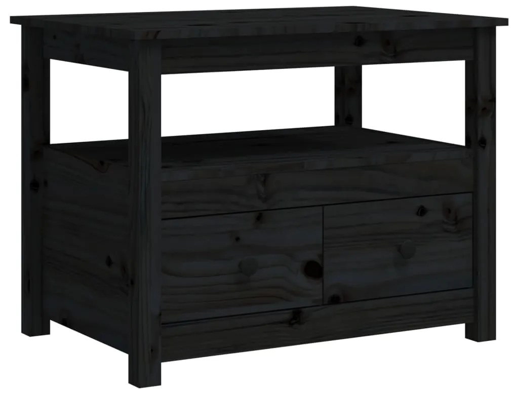 vidaXL Măsuță de cafea, negru, 71x49x55 cm, lemn masiv de pin