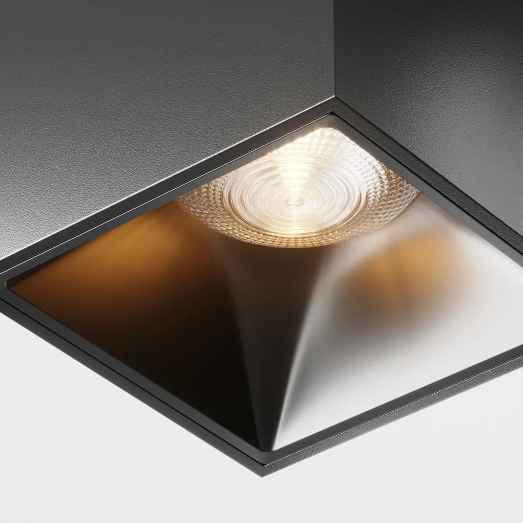 Spot LED aplicat, plafoniera dimabil design tehnic Alfa negru 7x7cm, 3000K